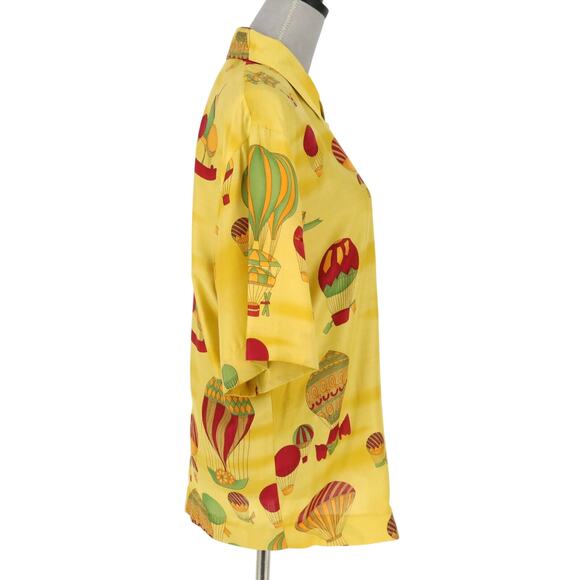 Laurel Escada Top Womens 8 US 36 Silk Blend Yellow Red Blouse Asymmetric Hem Vtg - Picture 5 of 13